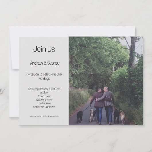 Minimalistische Gay LGBGQ QR Code Grijs Bruiloft Kaart (Voorkant)