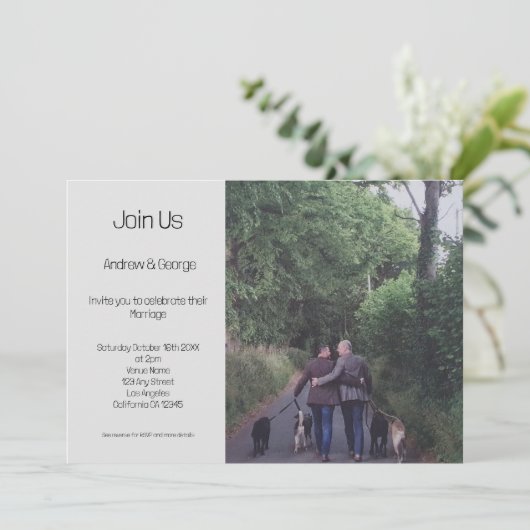 Minimalistische Gay LGBGQ QR Code Grijs Bruiloft Kaart (Staand voorkant)