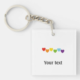 Minimalistische Gay Pride Rainbow Hearts Tekst Sleutelhanger