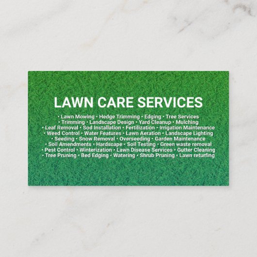 Minimalistische gazonverzorging en landschapsarchi visitekaartje (Achterkant)