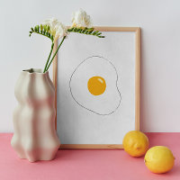 Minimalistische gebakken ei muur kunst. keuken gra