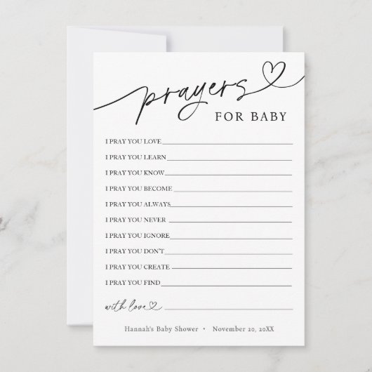 Minimalistische gebeden en wensen voor Baby Kaart (Voorkant)