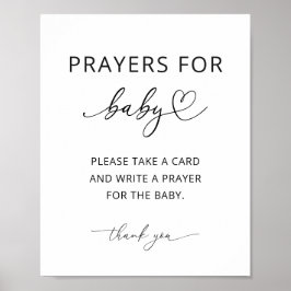 Minimalistische gebedskaart voor babyfeestje poster