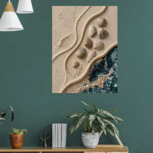 Minimalistische gebeeldhouwde gipsreliëf wandkunst poster