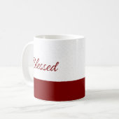 Minimalistische Geblessed Burgundy Script Kunst Koffiemok (Voorkant links)