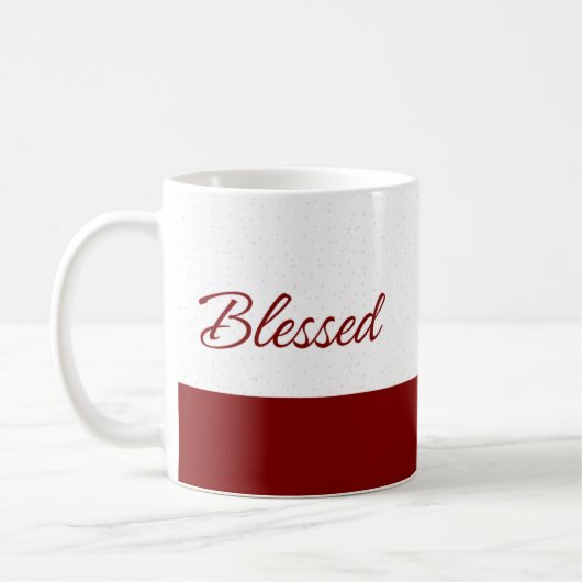 Minimalistische Geblessed Burgundy Script Kunst Koffiemok (Links)