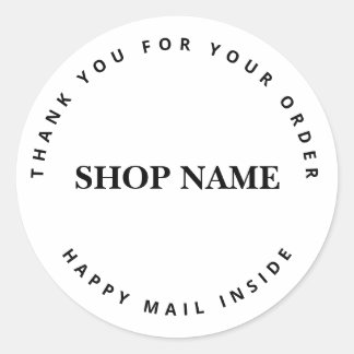 Minimalistische gebogen tekst Bedankt gelukkige po Ronde Sticker