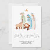 Minimalistische Geboorte Blij Tidings Grote vreugd Feestdagenkaart (Voorkant)