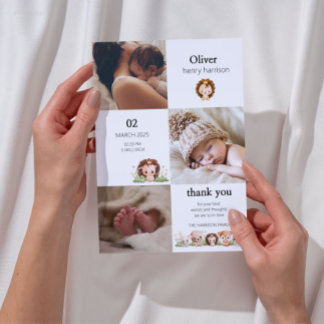 Minimalistische geboorteaankondiging kaart