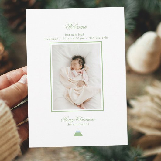 Minimalistische geboorteaankondiging Kerstkaart