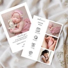 Minimalistische geboorteaankondiging met fotocolla