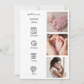 Minimalistische geboorteaankondiging met fotocolla kaart (Voorkant)
