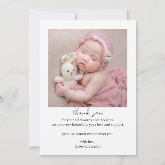 Minimalistische geboorteaankondiging met fotocolla kaart (Achterkant)