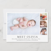 Minimalistische geboorteaankondiging voor 4 foto's aankondiging (Voorkant)