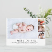 Minimalistische geboorteaankondiging voor 4 foto's aankondiging (Staand voorkant)