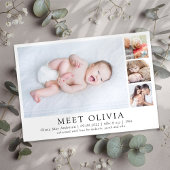 Minimalistische geboorteaankondiging voor 4 foto's aankondiging