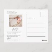 Minimalistische geboortekaart met foto 'Hallo Were Briefkaart (Achterkant)