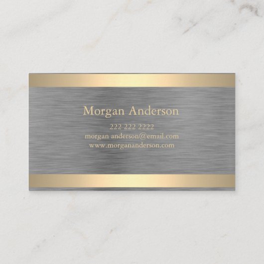 Minimalistische geborsteld metaal gouden band visitekaartje (Achterkant)