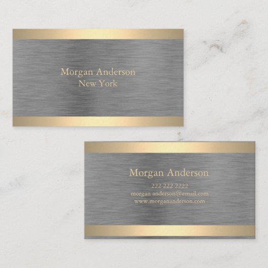 Minimalistische geborsteld metaal gouden band visitekaartje (Voorkant / Achterkant)