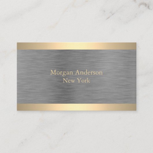 Minimalistische geborsteld metaal gouden band visitekaartje (Voorkant)
