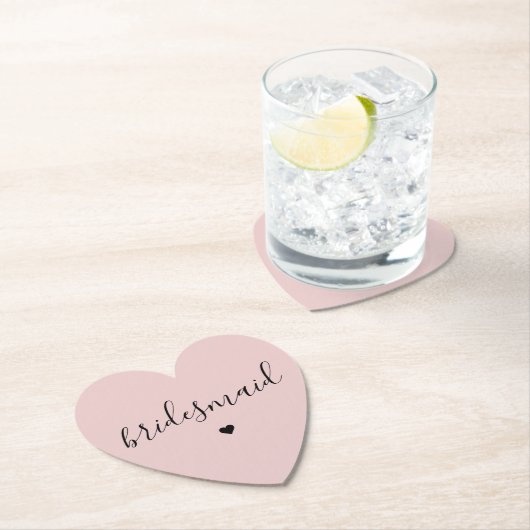 Minimalistische gedempte roze bruidsmeisjes cadeau kartonnen onderzetters (Insitu)