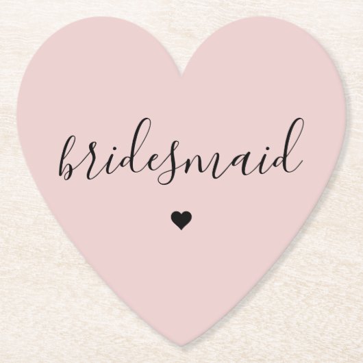 Minimalistische gedempte roze bruidsmeisjescadeaus kartonnen onderzetters (Voorkant)