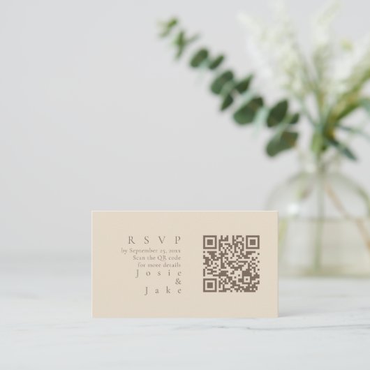 Minimalistische gedempte tonen QR-code wildlowers Informatiekaartje (Staand voorkant)