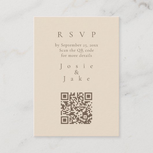 Minimalistische gedempte tonen wildbloemen RSVP QR Informatiekaartje (Voorkant)