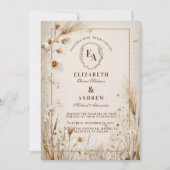 Minimalistische gedroogde bloemen neutraal rustiek kaart (Voorkant)