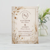 Minimalistische gedroogde bloemen neutraal rustiek kaart (Staand voorkant)