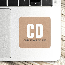 Minimalistische gedrukte kraftpapier vette monogra vierkante sticker