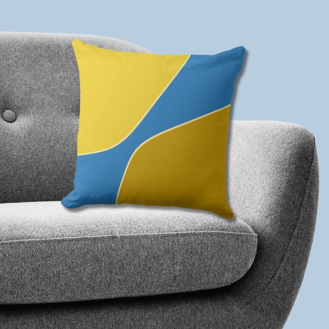 Minimalistische geel-blauwe onregelmatige kwartvor kussen (Minimalist Yellow-Blue Irregular Quarter Shapes Throw Pillow)