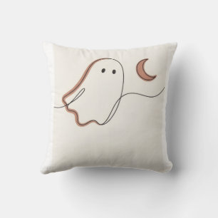 Minimalistische Geest en Halve Maan Halloween Spok Kussen