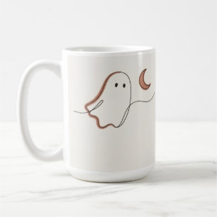 Minimalistische Geest en Halve Maan Halloween Spoo Koffiemok