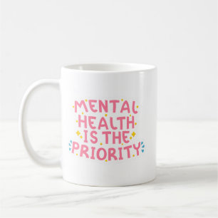 Minimalistische geestelijke gezondheid typografie  koffiemok