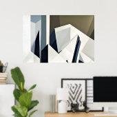 Minimalistische gefacetteerde geometrie poster (Thuiskantoor)
