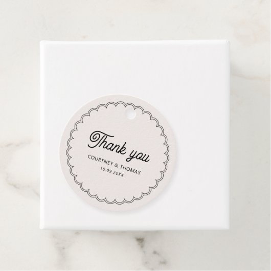 Minimalistische gegolfde rand bedankkaartje bedankjes labels (In situ)