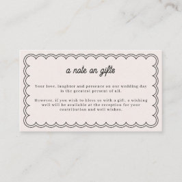 Minimalistische gegolfde randnotitie op cadeaukaar informatiekaartje