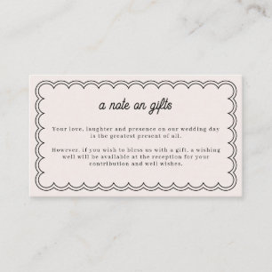 Minimalistische gegolfde randnotitie op cadeaukaar informatiekaartje