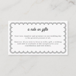 Minimalistische gegolfde randnotitie op cadeaukaar informatiekaartje