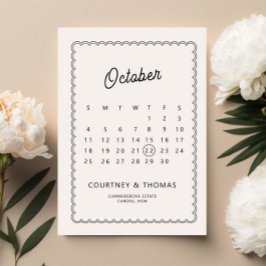 Minimalistische gekartelde rand kalender save the  kaart