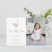 Minimalistische Gekke Gans Eerste Verjaardag Party Kaart (Staand voorkant)