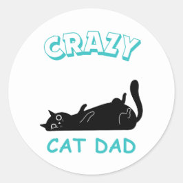 Minimalistische gekke kattenvader ronde sticker