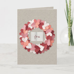 Minimalistische Gelagde Papieren Hartjes Valentijn Kaart