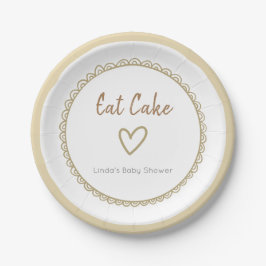 Minimalistische gele baby shower-feestje papieren bordje