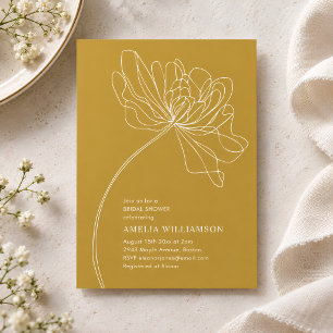 Minimalistische Gele Bloem Tekening Bruidsmeisjesf Kaart