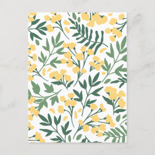 Minimalistische gele bloemen en bladeren feestdagenkaart