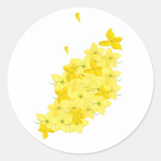 Minimalistische Gele Bloemen Ronde Sticker