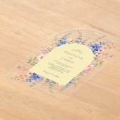 Minimalistische Gele Boho Wildflower Bloemen Huwel Acryl Uitnodigingen (Laagn)