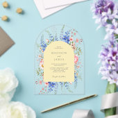 Minimalistische Gele Boho Wildflower Bloemen Huwel Acryl Uitnodigingen (Insitu (Huwelijk))